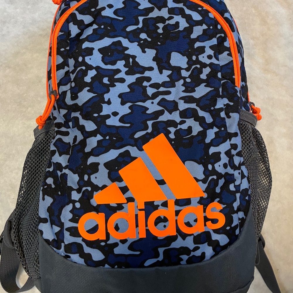 Adidas Young BTS Creator 2 Backpack, Camo blue and Orange. EUC